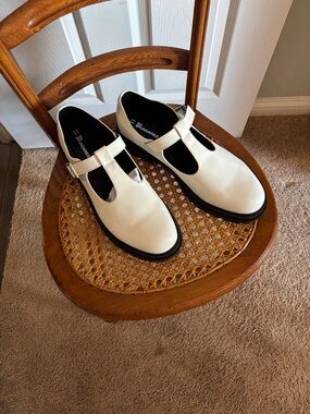 New White T-Strap Mary Jane Shoes